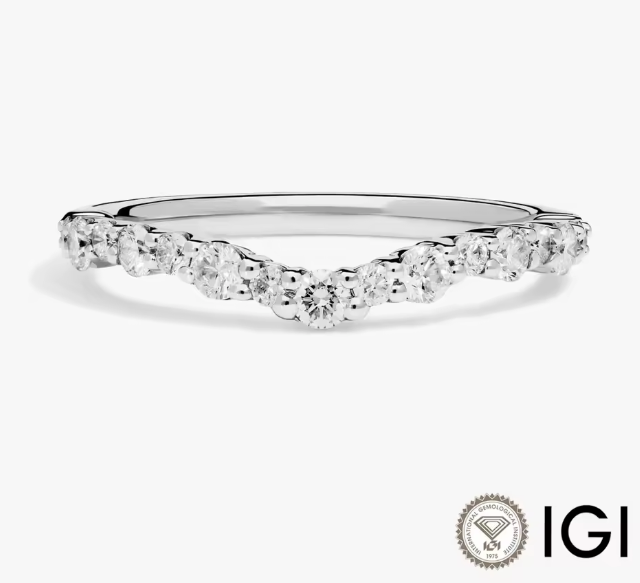 simple crescendo curved diamond engagement ring in 14k gold, 0.5ct total