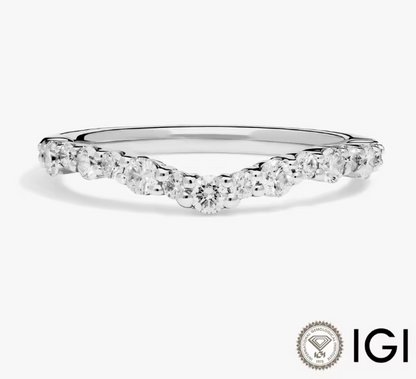 Simple Crescendo Curved Diamond Engagement Ring in 14K Gold, 0.5ct Total