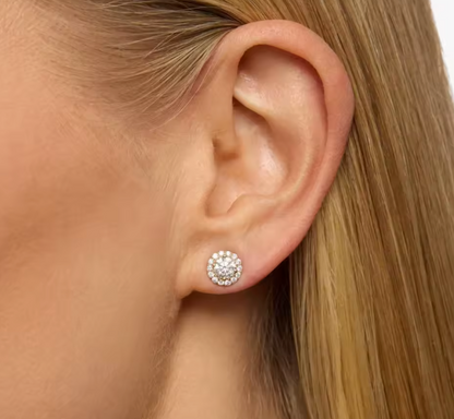 Round Lab-Grown Diamond Halo Stud Earrings in 9K Yellow Gold – 1.0–2.0 CT Total