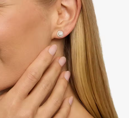 Round Lab-Grown Diamond Halo Stud Earrings in 9K Yellow Gold – 1.0–2.0 CT Total