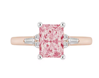 Pink Radiant Cut 1.5 Carat Lab-Grown Diamond Engagement Ring in 14K Rose Gold – IGI Certified