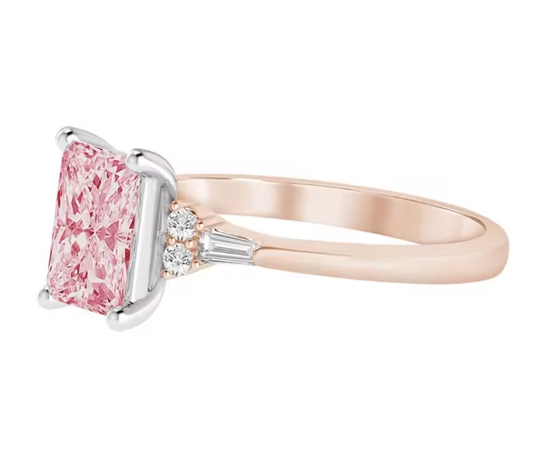 pink radiant cut 1.5 carat lab-grown diamond engagement ring in 14k rose gold – igi certified