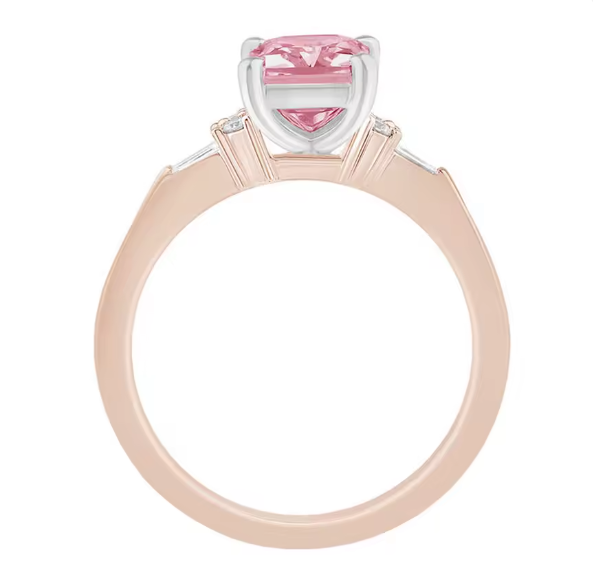 pink radiant cut 1.5 carat lab-grown diamond engagement ring in 14k rose gold – igi certified