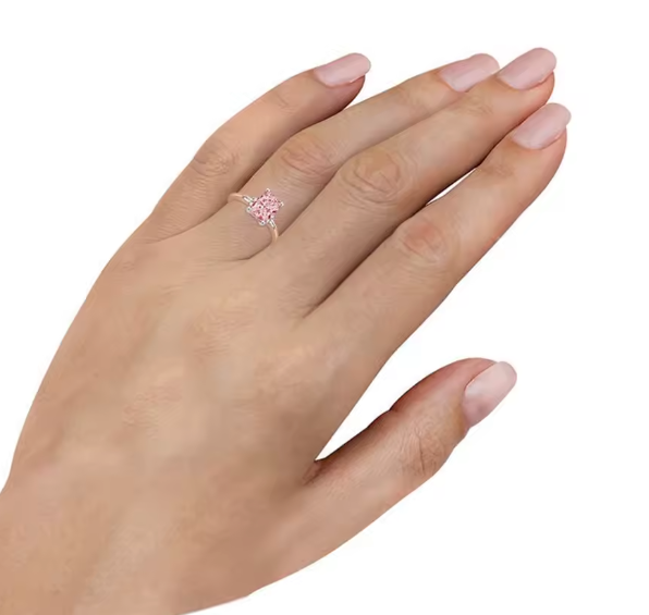 pink radiant cut 1.5 carat lab-grown diamond engagement ring in 14k rose gold – igi certified