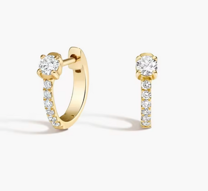 Round Lab-Grown Diamond Pavé Huggie Earrings in 14K Yellow Gold – 0.3 CT Total