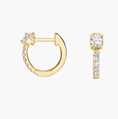Round Lab-Grown Diamond Pavé Huggie Earrings in 14K Yellow Gold – 0.3 CT Total