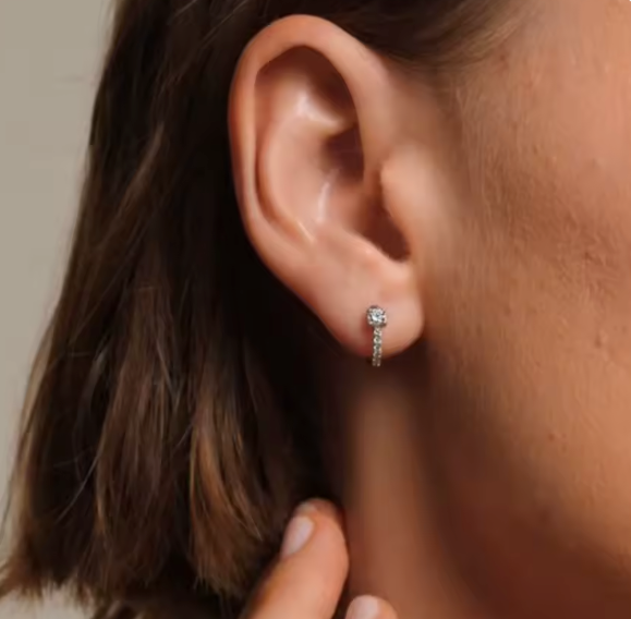 round lab-grown diamond pavé huggie earrings in 14k yellow gold – 0.3 ct total