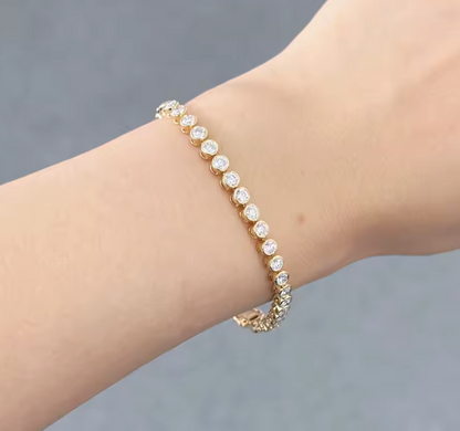 Bezel-Set Lab-Grown Diamond Tennis Bracelet in 14K Yellow Gold – 3.8 CT Total, 17cm