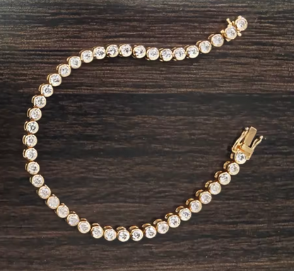 Bezel-Set Lab-Grown Diamond Tennis Bracelet in 14K Yellow Gold – 3.8 CT Total, 17cm