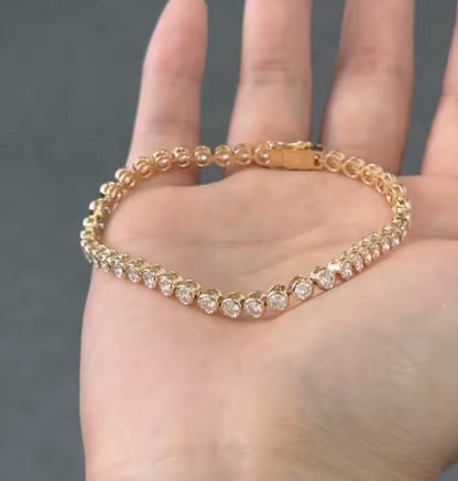 Bezel-Set Lab-Grown Diamond Tennis Bracelet in 14K Yellow Gold – 3.8 CT Total, 17cm