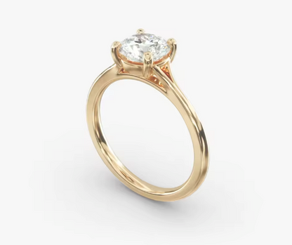 1.0–3.0ct Round Lab-Grown Diamond Split Shank Engagement Ring in 14K Yellow Gold – IGI Certified