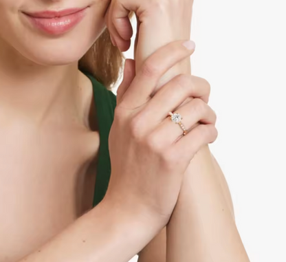 1.0–3.0ct Round Lab-Grown Diamond Engagement Ring in 14K Yellow Gold with Diamond Band– IGI Certified Brilliant Cut