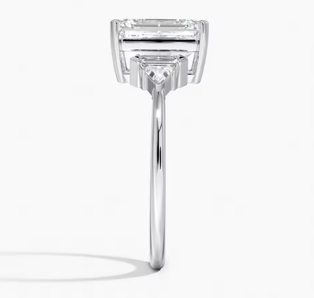 1–2ct emerald-cut lab-grown diamond five-stone engagement ring in 14k white gold – igi certified vs1