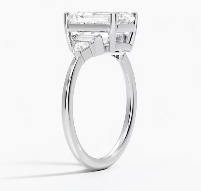 1–2ct emerald-cut lab-grown diamond five-stone engagement ring in 14k white gold – igi certified vs1