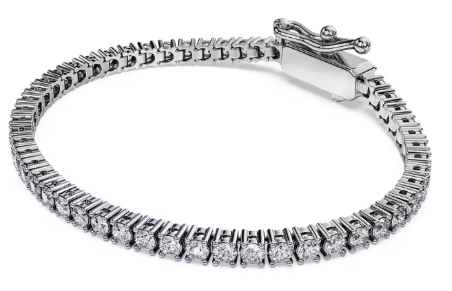 full round-cut lab-grown diamond tennis bracelet in 14k/18k white gold