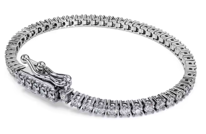 full round-cut lab-grown diamond tennis bracelet in 14k/18k white gold