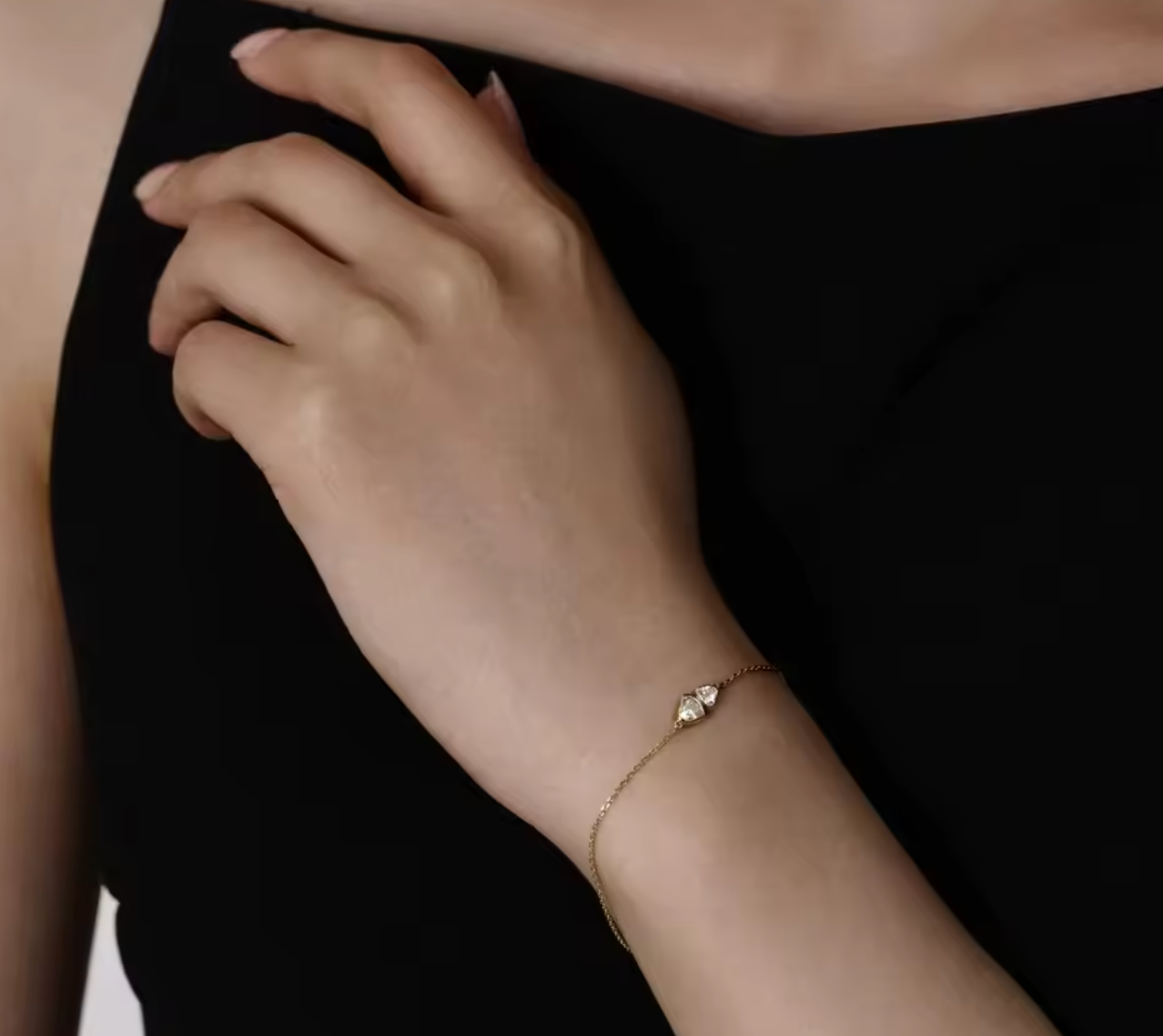 double heart lab-grown diamond bracelet in yellow gold • 0.50ct total