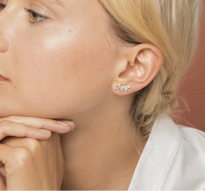 Marquise-Cut Lab-Grown Diamond Huggie Earrings • 0.80ct Each • IGI Certified • 14K White Gold