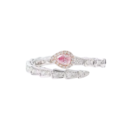 Snake-Shaped Pink Pear-Cut Lab-Grown Diamond Ring • 0.3–1.5ct • 14K Yellow Gold