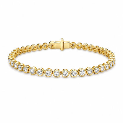 Bezel-Set Lab-Grown Diamond Tennis Bracelet in 14K Yellow Gold – 3.8 CT Total, 17cm