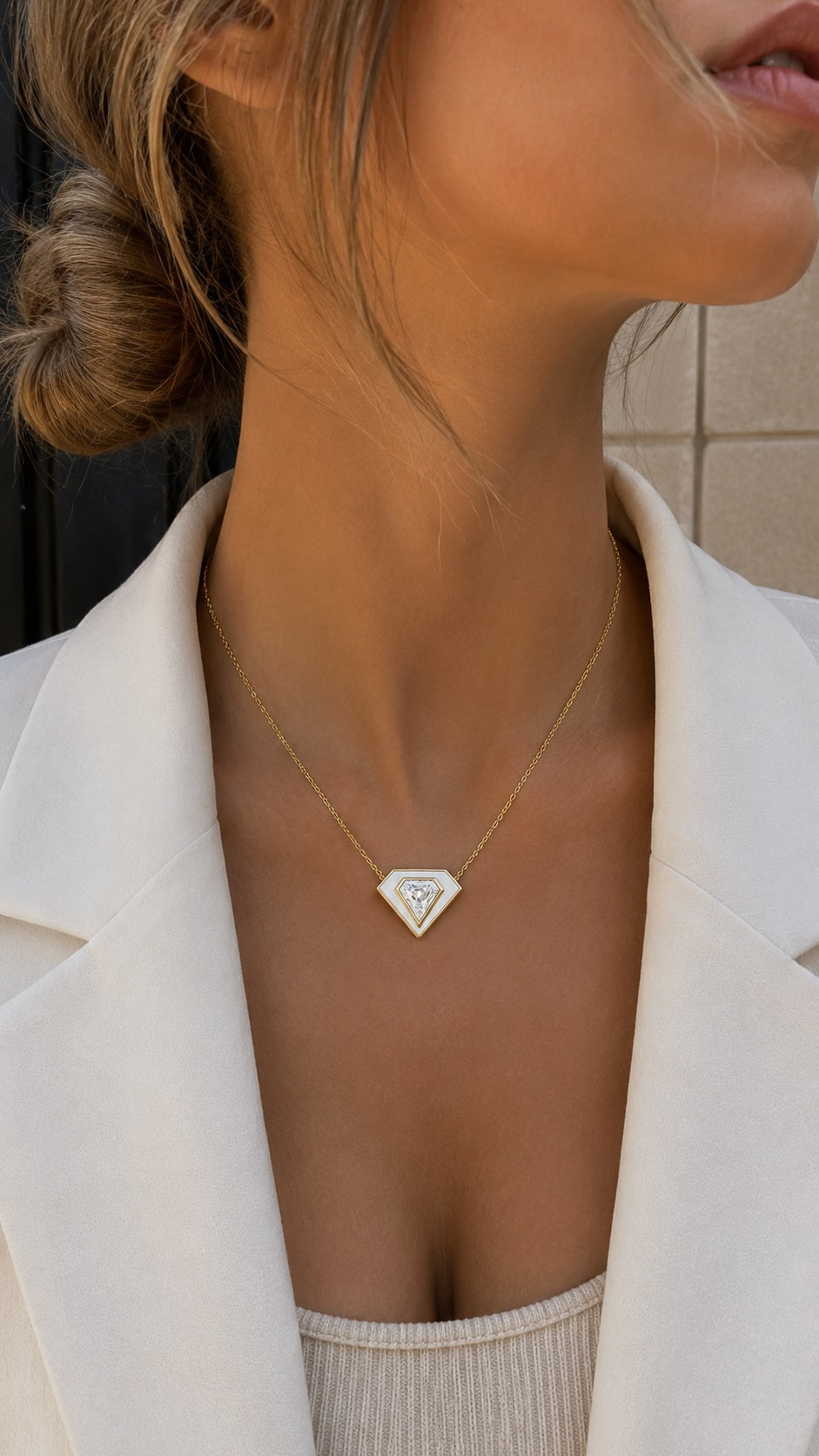 shield diamond necklace