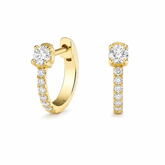 Round Lab-Grown Diamond Pavé Huggie Earrings in 14K Yellow Gold – 0.3 CT Total