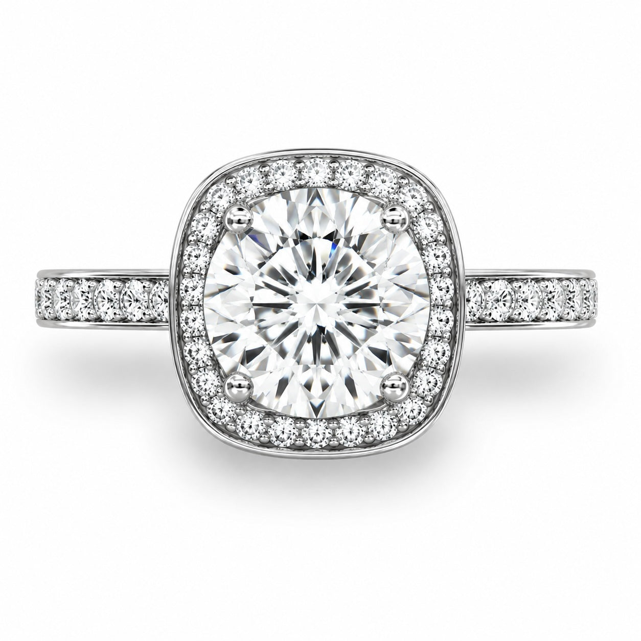 1–2.5ct round lab-grown diamond halo engagement ring in 14k white gold – d color vs/vvs clarity