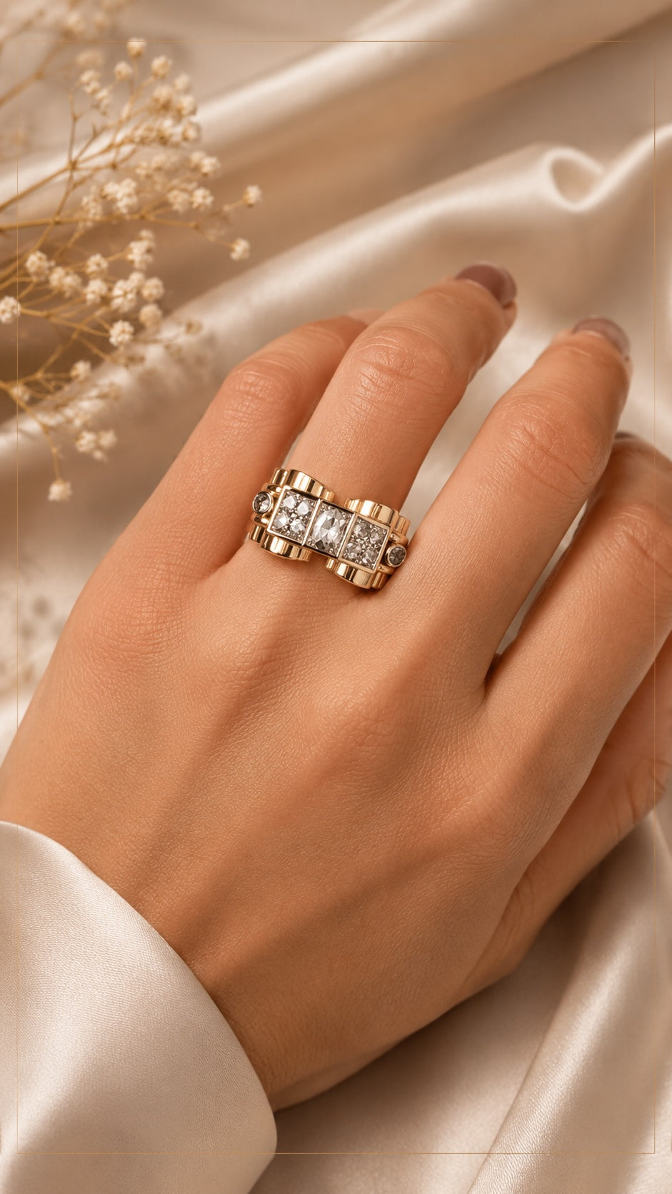 tank diamond ring – 0.60 carat lab diamonds in 18k yellow gold