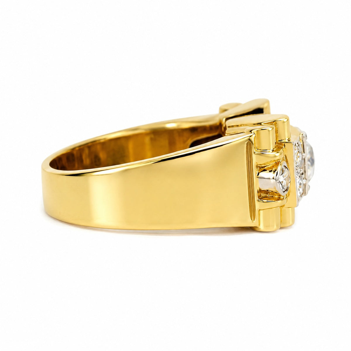 tank diamond ring – 0.60 carat lab diamonds in 18k yellow gold