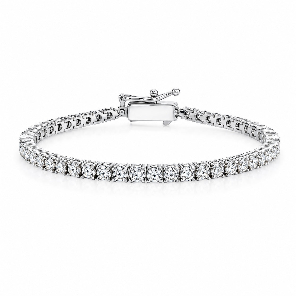 full round-cut lab-grown diamond tennis bracelet in 14k/18k white gold