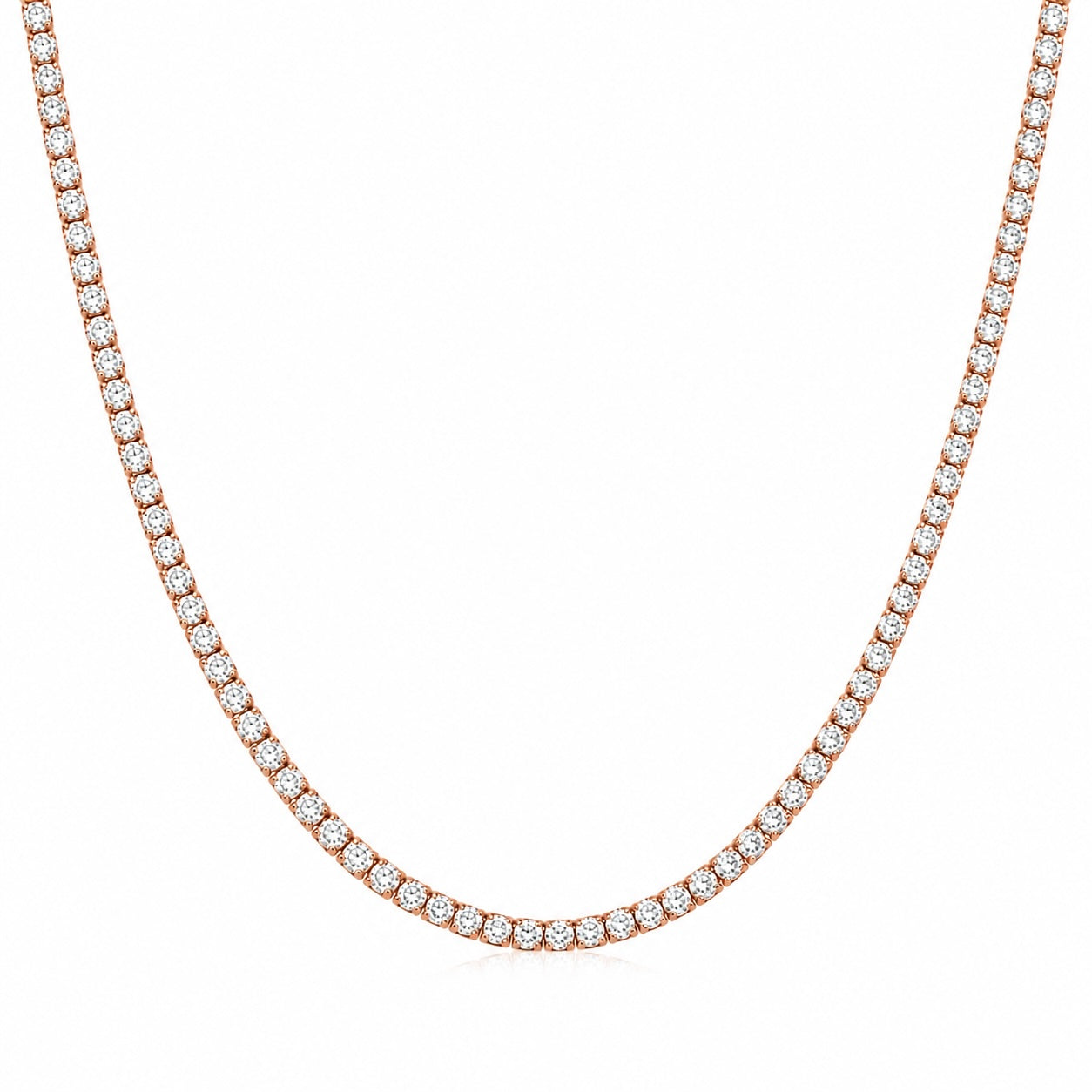 gold lab diamond tennis necklace – 8.5ct round cut diamonds