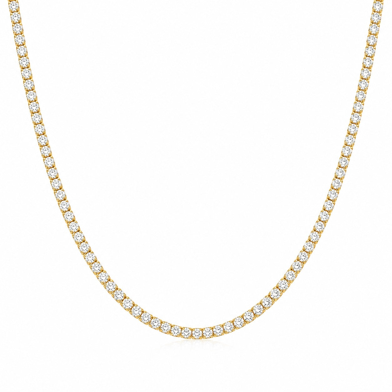 gold lab diamond tennis necklace – 8.5ct round cut diamonds