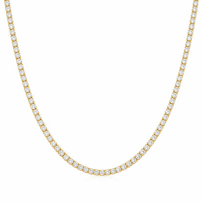 Gold Lab Diamond Tennis Necklace – 8.5CT Round Cut Diamonds