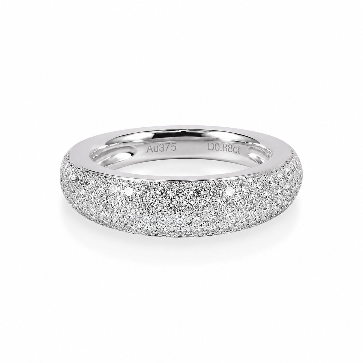 diamond pavé dome stack ring in 9k gold