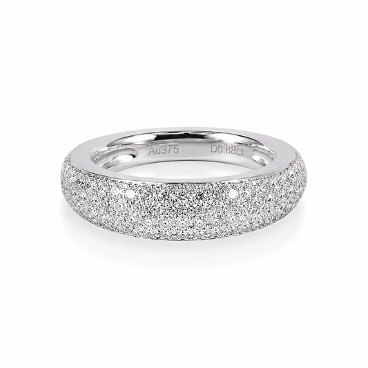 Diamond Pavé Dome Stack Ring in 9K Gold