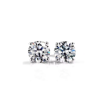 Four-Prong Lab-Grown Diamond Stud Earrings in 14K White Gold • D Color VS1 • IGI Certified
