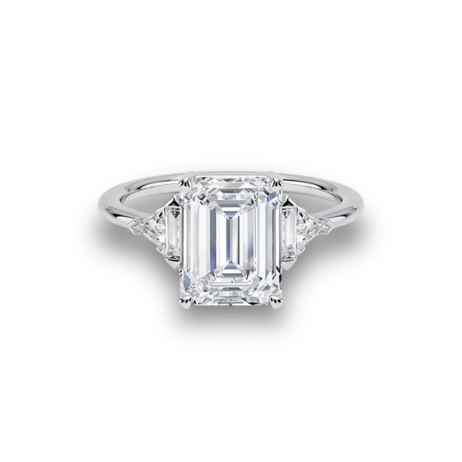 1–2ct emerald-cut lab-grown diamond five-stone engagement ring in 14k white gold – igi certified vs1