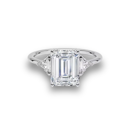 1–2ct Emerald-Cut Lab-Grown Diamond Five-Stone Engagement Ring in 14K White Gold – IGI Certified VS1