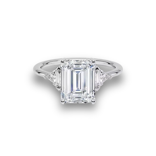 1–2ct Emerald-Cut Lab-Grown Diamond Five-Stone Engagement Ring in 14K White Gold – IGI Certified VS1