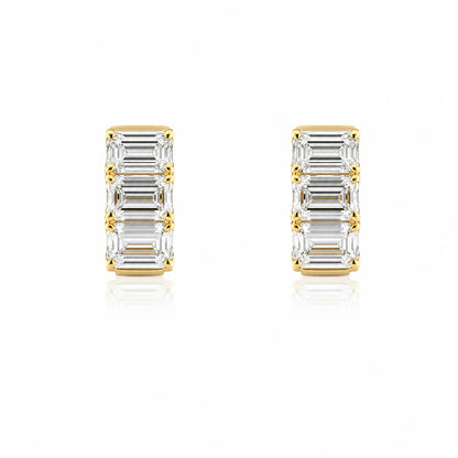 Yellow Gold Emerald Lab Diamond Loop Earrings
