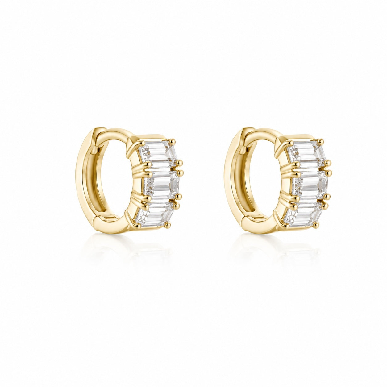 yellow gold emerald lab diamond loop earrings