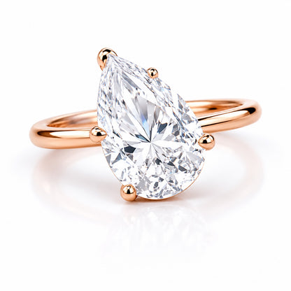 14K Yellow Gold 3ct Pear Lab Diamond Ring