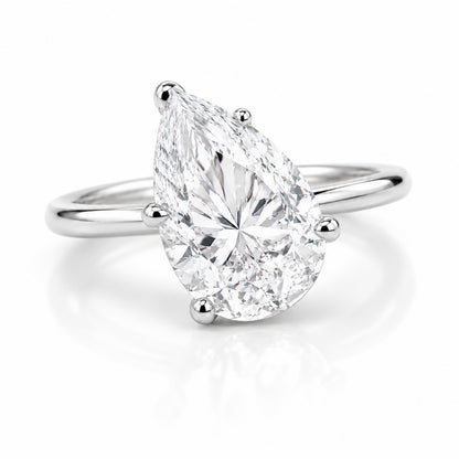 14K Yellow Gold 3ct Pear Lab Diamond Ring