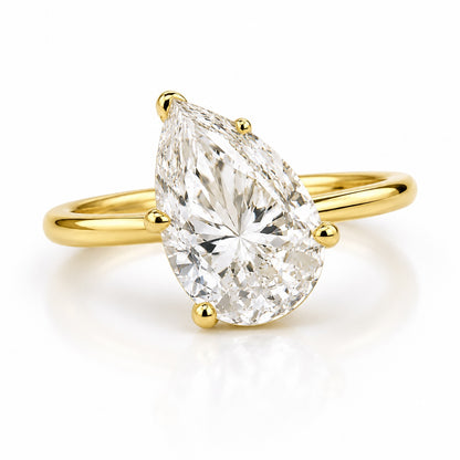 14K Yellow Gold 3ct Pear Lab Diamond Ring