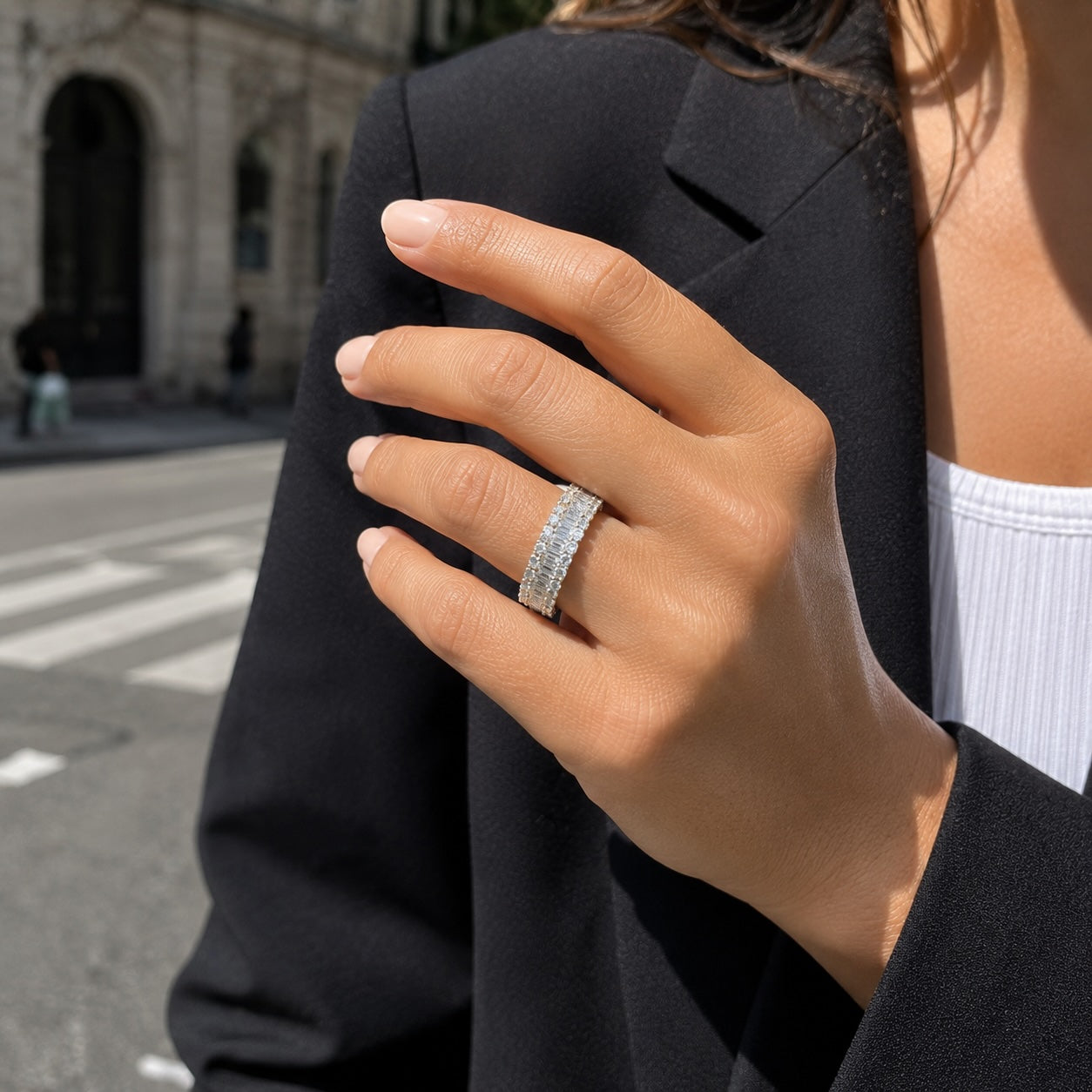 baguette & round lab diamond eternity band