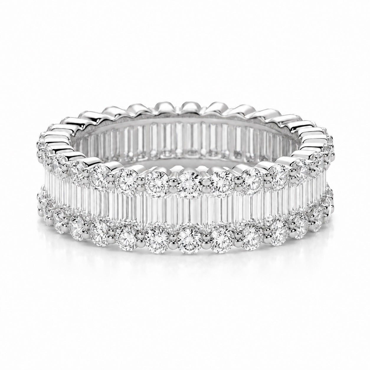 baguette & round lab diamond eternity band