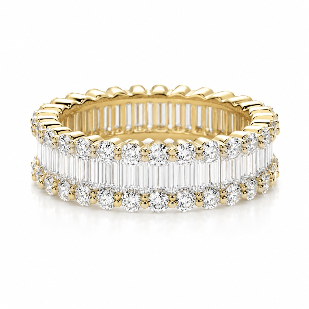 baguette & round lab diamond eternity band