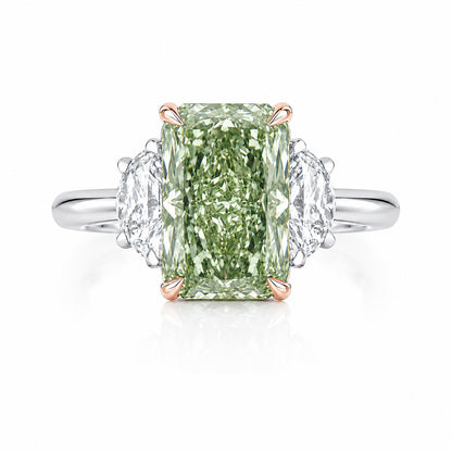 Fancy Green Radiant-Cut Lab-Grown Diamond Wedding Ring • 1–2ct VS1 • 14K White Gold