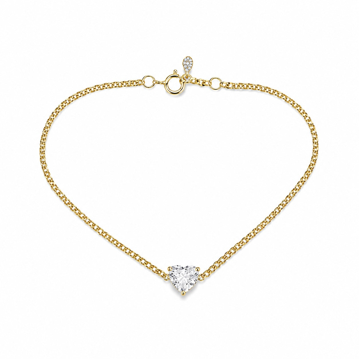 heart-shaped lab-grown diamond cuban link bracelet • 1.00ct e color vs1 • 18k yellow gold