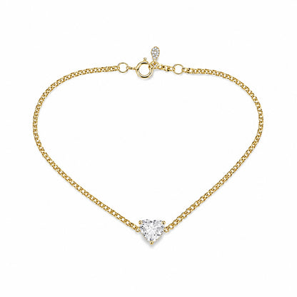 Heart-Shaped Lab-Grown Diamond Cuban Link Bracelet • 1.00ct E Color VS1 • 18K Yellow Gold